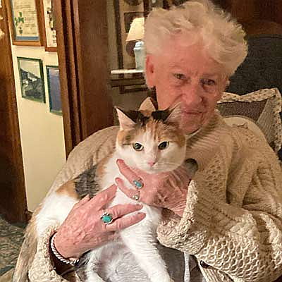 Briget with her cat.