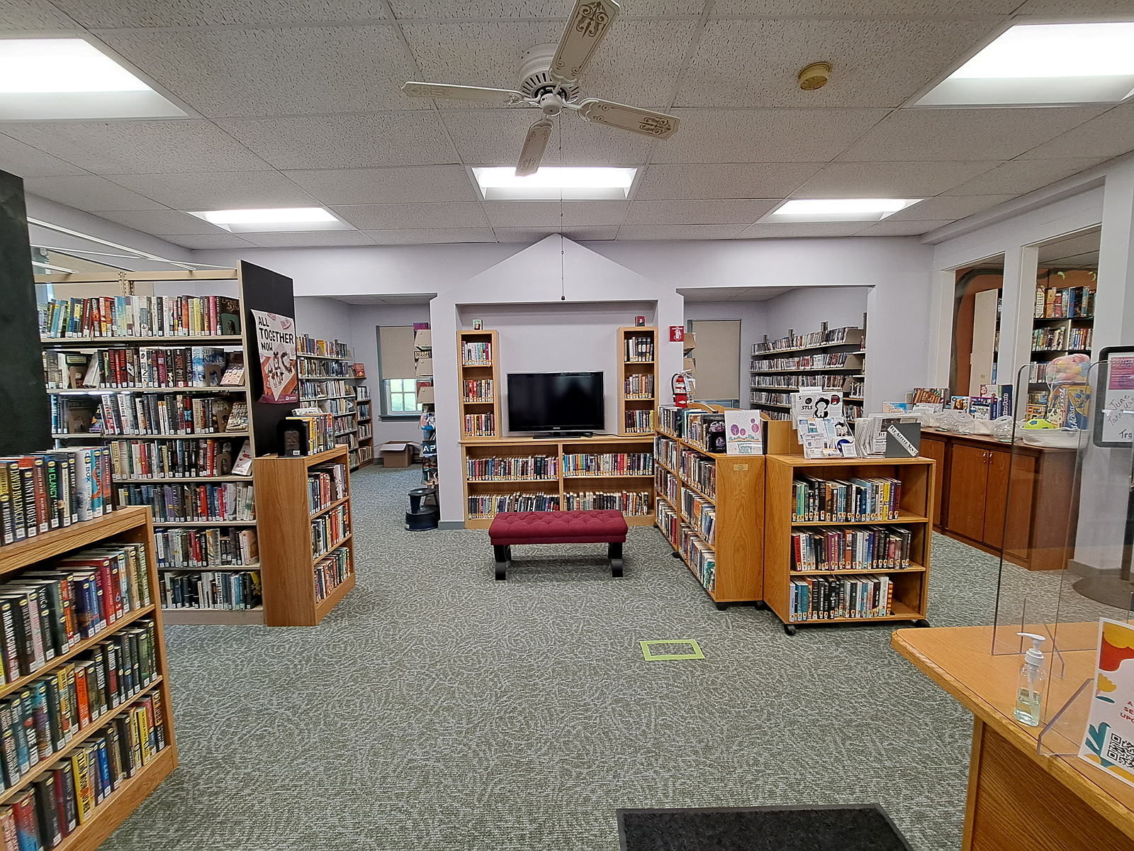 Interior of small library.