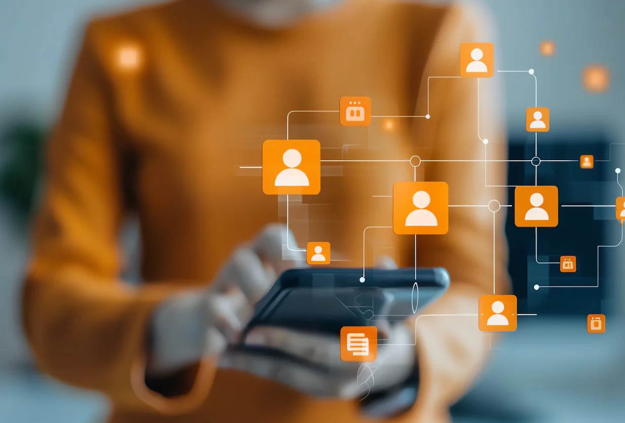 nonprofit software computer screen and mobile app
