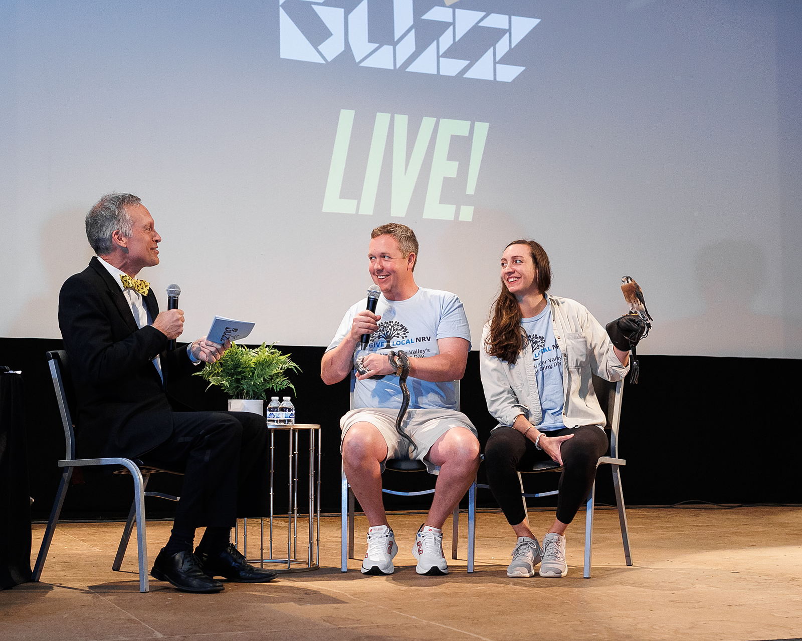 On stage at the Lyric interviewing SWVA Wildlife Center