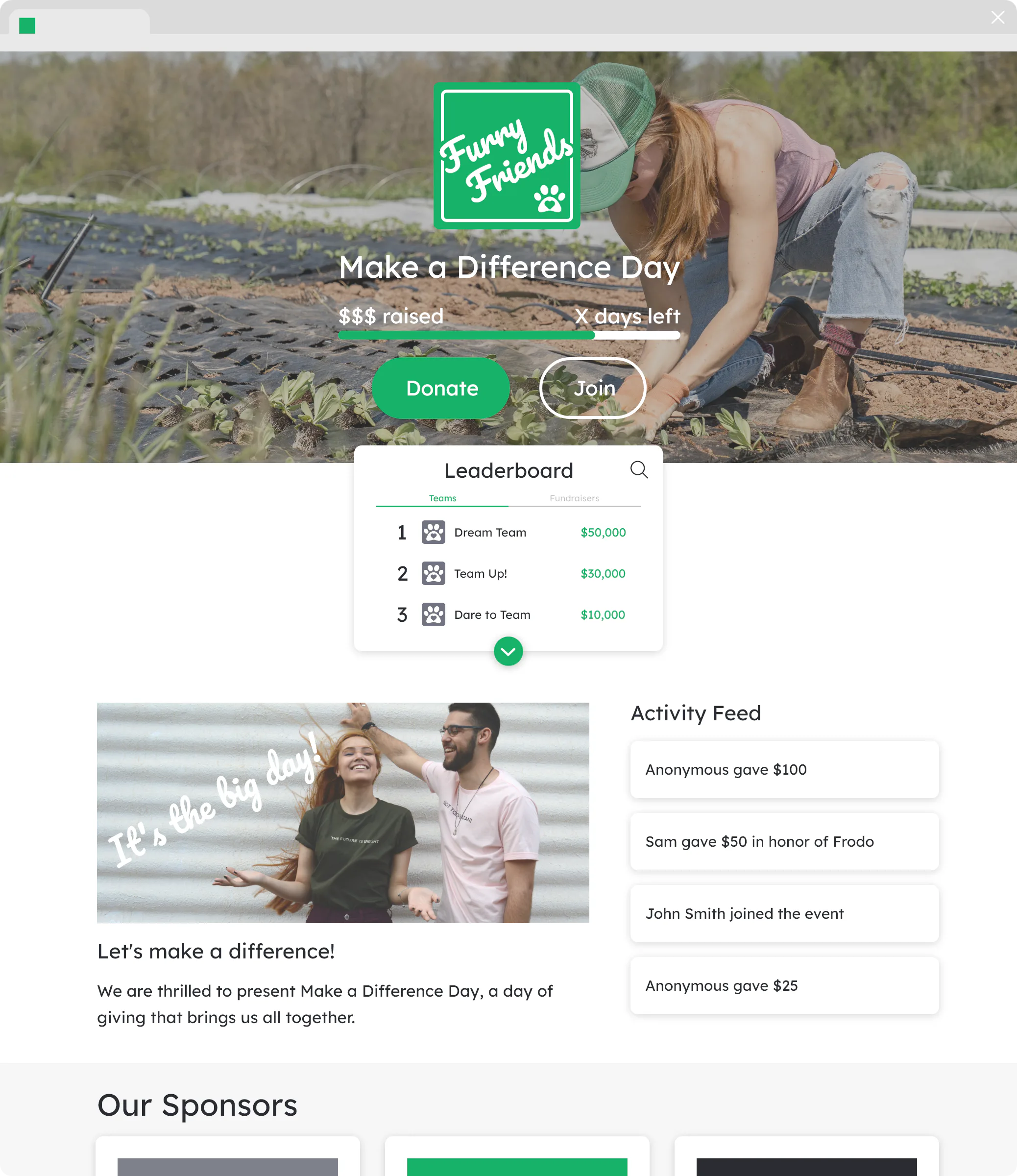 event fundraising tools for teams and events with real-time tracking and campaign management.