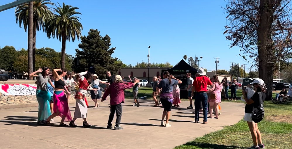 That’s me in the red vest teaching folks at the Climate festival how to do a Persian Bandari Dance!