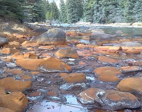 Stained rocks from Mine Spill