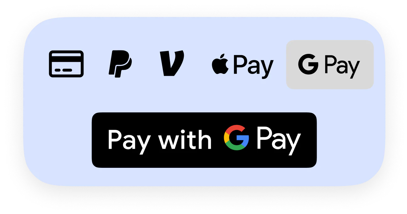 payment processors for donations: credit/debit cards, PayPal, Venmo, ACH, Apple Pay, and Google Pay
