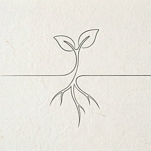 line drawing of plant and roots