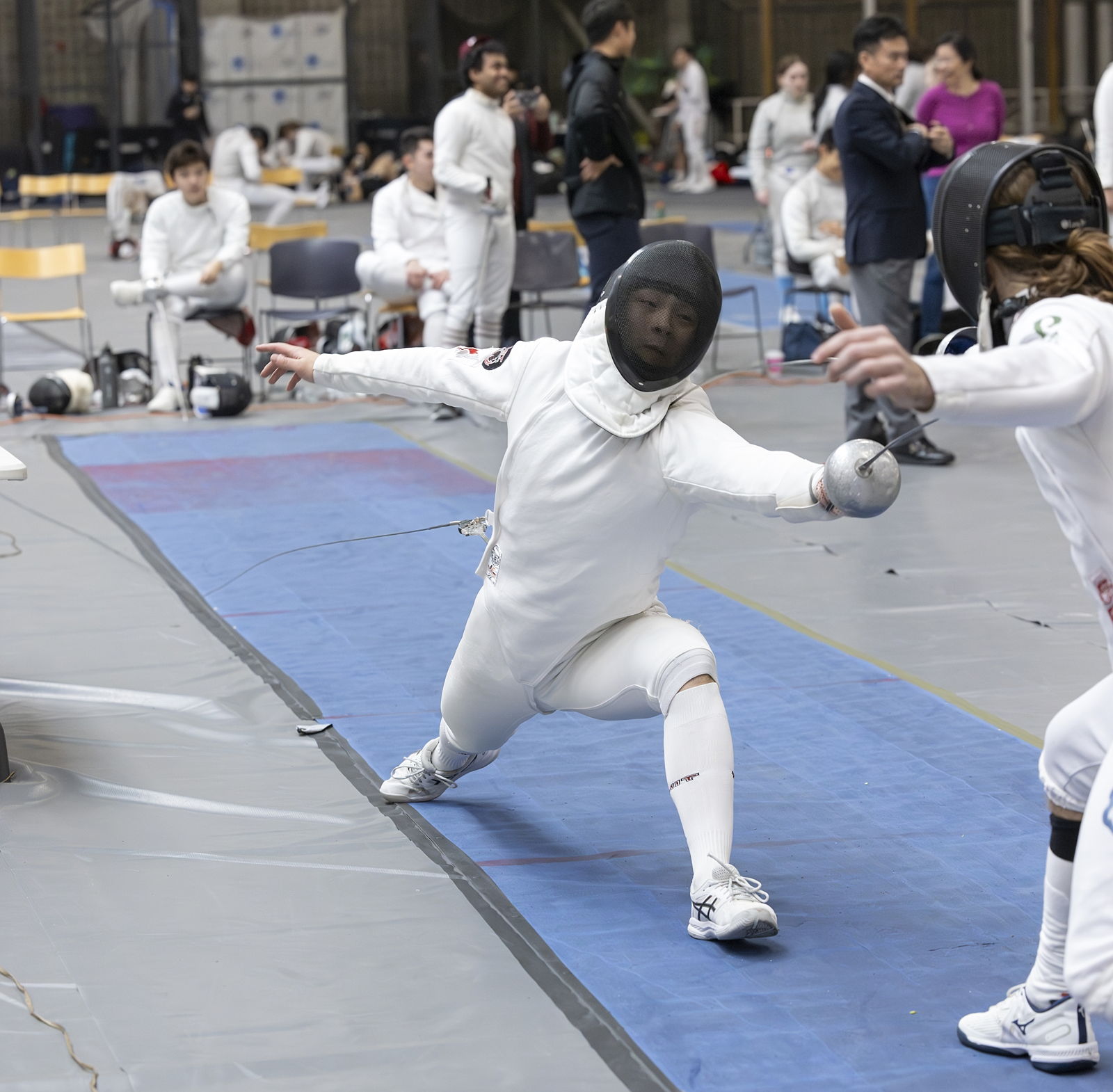 A member of the men's fencing team 