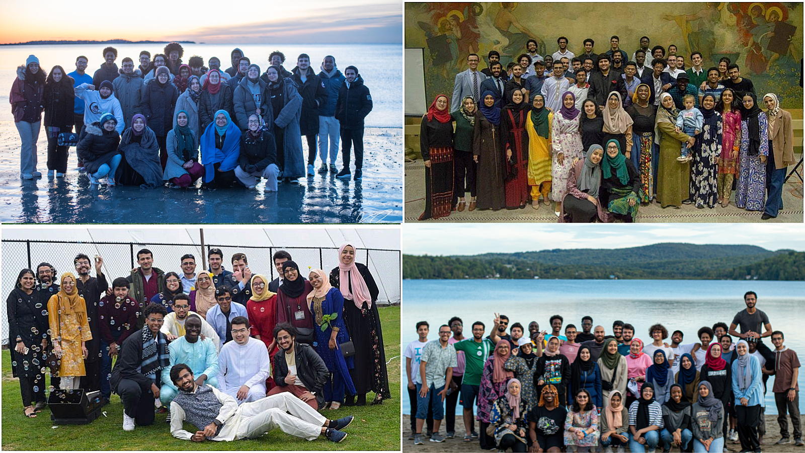 A collage of Muslim Student's Association group photos