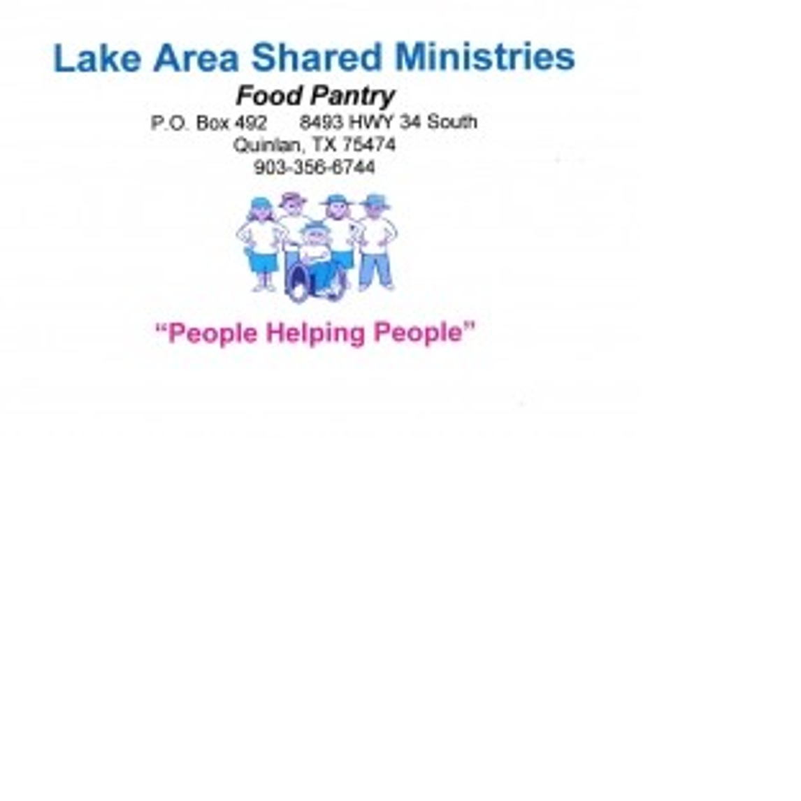 Lake Area Shared Ministries Food Pantry, Quinlan NTX Giving Day