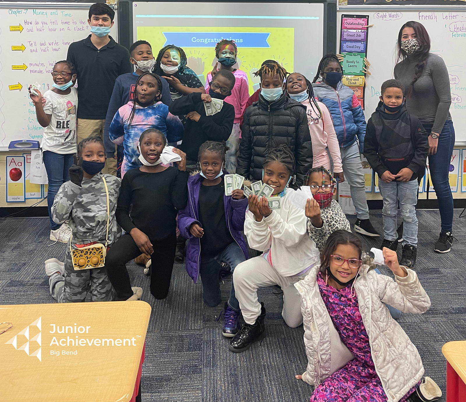 Florida State University Students teaching JA Our Community program at Sabal Palm Elementary (Title 1 school) in an afterschool program.