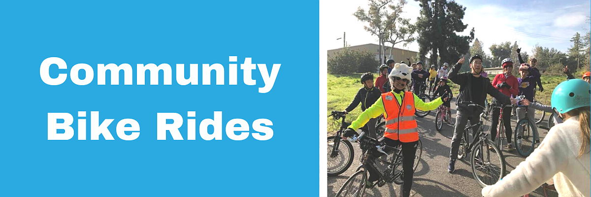 Polar Bear Community Ride with group of bikers on trail.